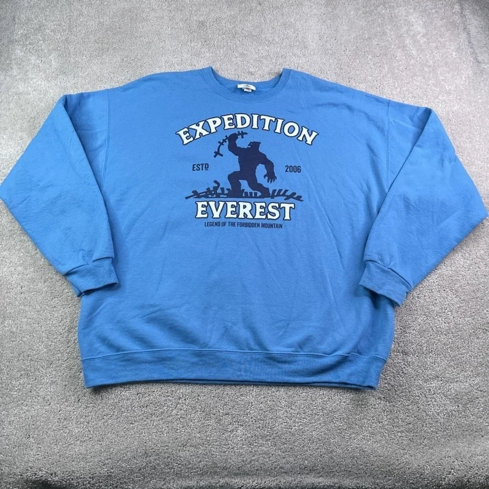 Disney Parks Expedition Everest Sweatshirt Mens 2XL XXL‎ Blue Yeti Rollercoaster